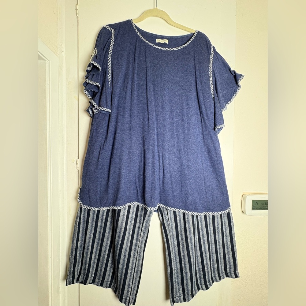 Cute Navy and White Pants and Shirt Set Women’s Size 3XL - Picture 1 of 16